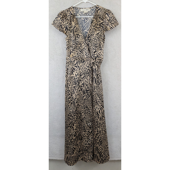 saltwater LUXE Dresses & Skirts - Saltwater Luxe sz M Wrap Dress animal print midi to maxi in length ties 0802